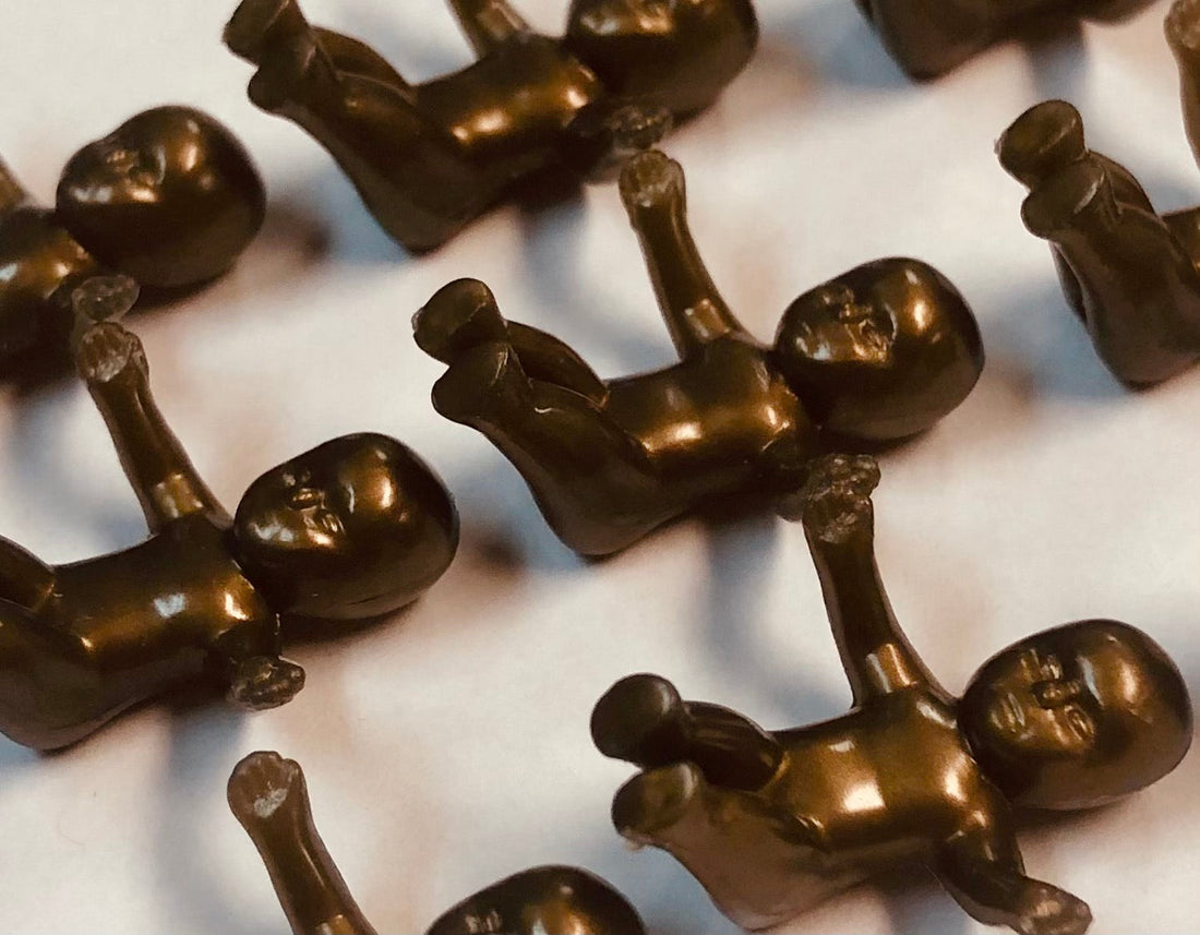 Gambino's king cake babies, the ten-count pack the bakery sells for Carnival parties.