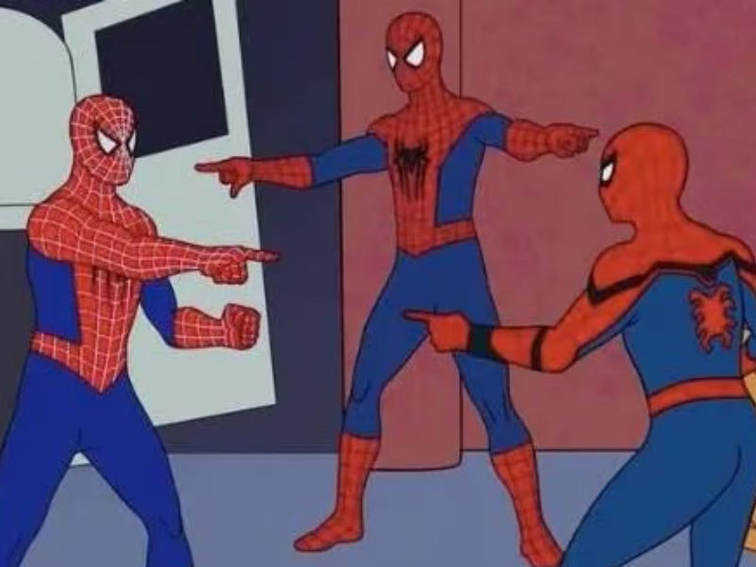 Spider-Man pointing meme representing mistaken identity in Phillip Clark Gambino’s Bakery story