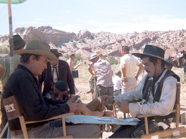 Gregory Peck and Omar Sharif playing Bridge on the set of "MacKenna's Gold" in 1969.