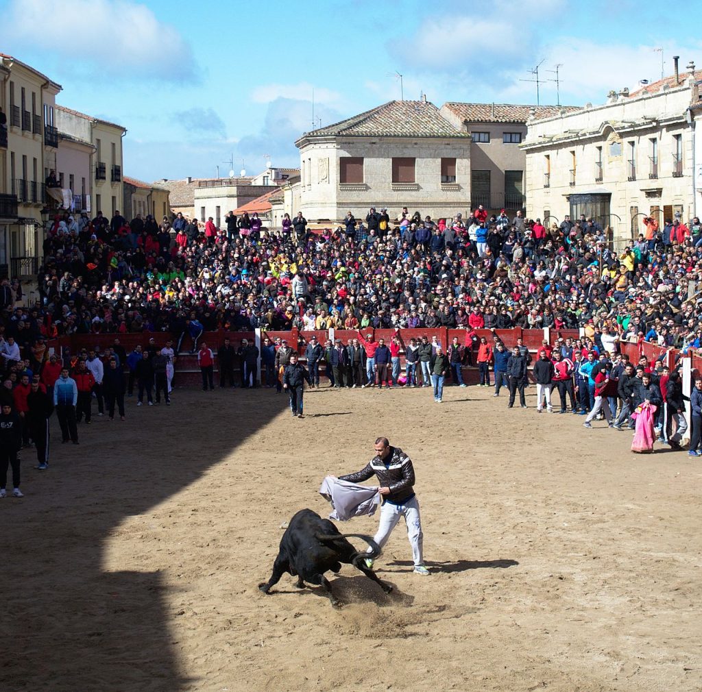 In Ciudad Rodrigo, Spain, Carnival is celebrated with Carnaval del Toro. This photo was taken in 2014.