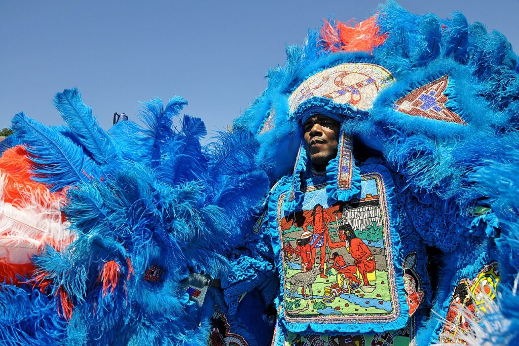 Mardi Gras Indian at Jazz Fest in 2011.