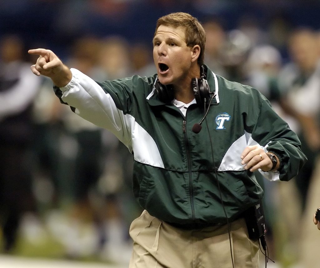 Chris Scelfo, brother of former Gambino’s President Sam Scelfo and -- some might say equally as important -- former head coach of the Tulane University football team on the sideline.