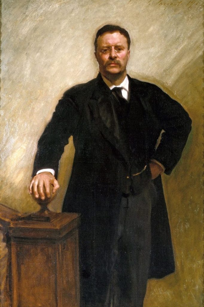 Theodore Roosevelt, 1903. When the president grew impatient while walking around the White House surveying potential locations for the eventual portrait, Sargent had Roosevelt hold his pose. Courtesy of Wikipedia.