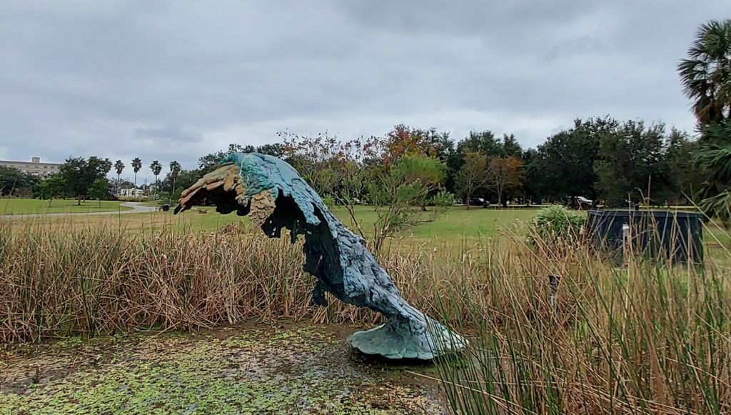 Another art piece that remains from the Exposition is “The Wave of the World,” by Lynda Benglis.