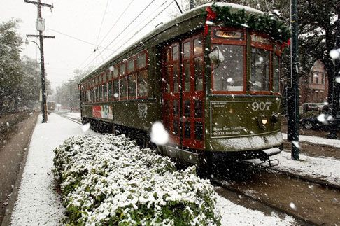 Streetcar in the snow